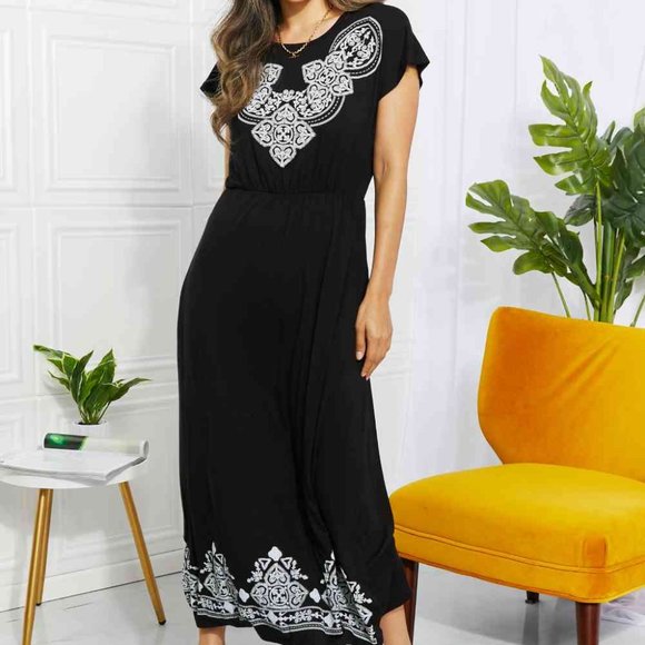 Heimish Dresses Heimish Walk In The Park Full Size Damask Midi